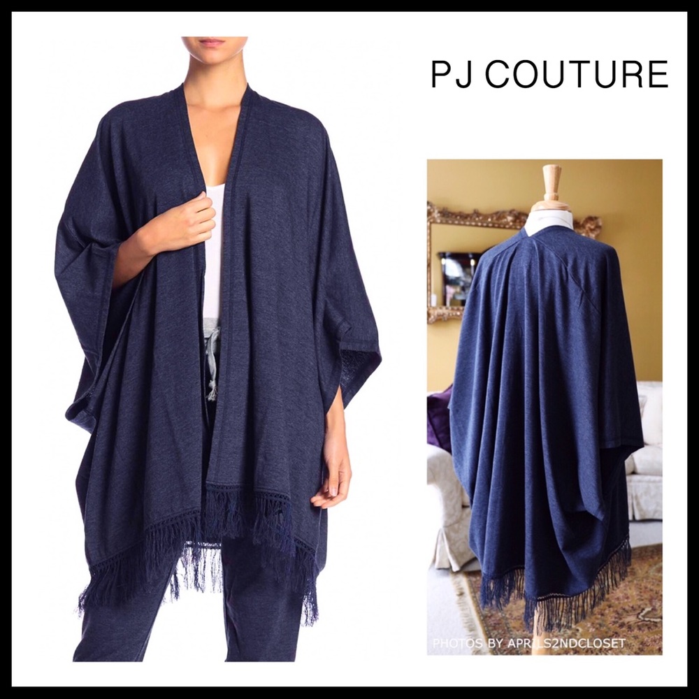 BLUE LUXE CARDIGAN CAPE PONCHO BLANKET WRAP A2C - Picture 1 of 8